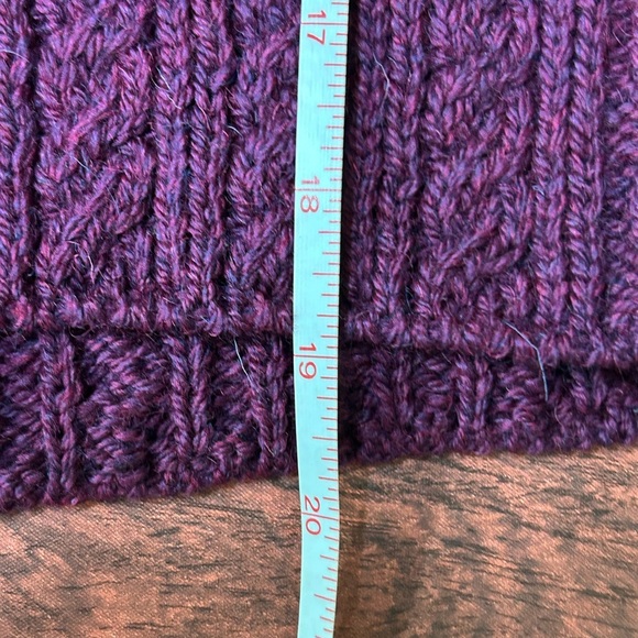 Shannon Woolen Mills Cable Knit Sweater Made In Ireland women size XS purple - Picture 6 of 6